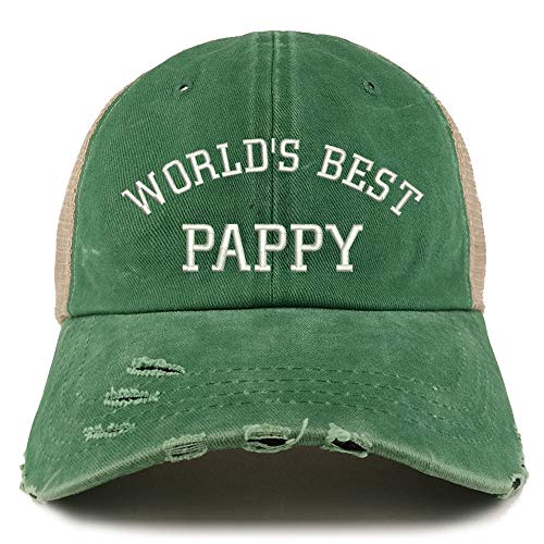 Trendy Apparel Shop World's Best Pappy Washed Front Mesh Back Frayed Bill Cap