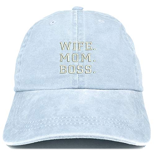 Trendy Apparel Shop Wife Mom Boss Embroidered Washed Cotton Adjustable Cap