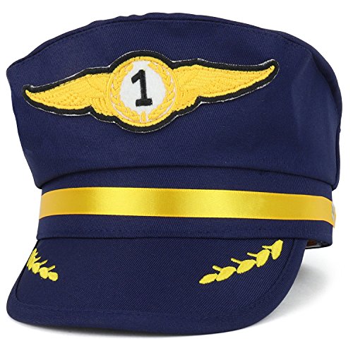 Trendy Apparel Shop Youth Size Junior Airline Pilot Costume Cap - NAVY