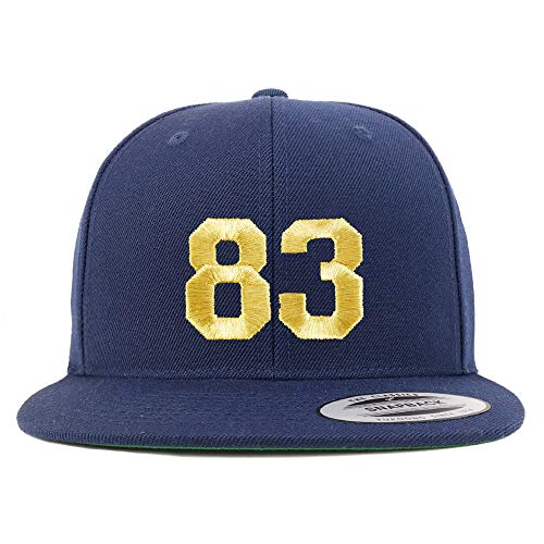 Trendy Apparel Shop Number 83 Gold Thread Flat Bill Snapback Baseball Cap