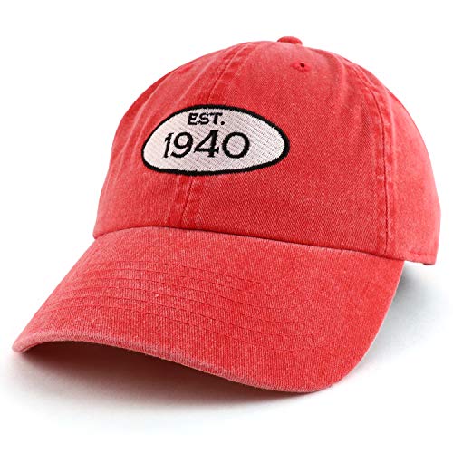 Trendy Apparel Shop 80th Birthday Established 1941 Washed Cotton Adjustable Cap