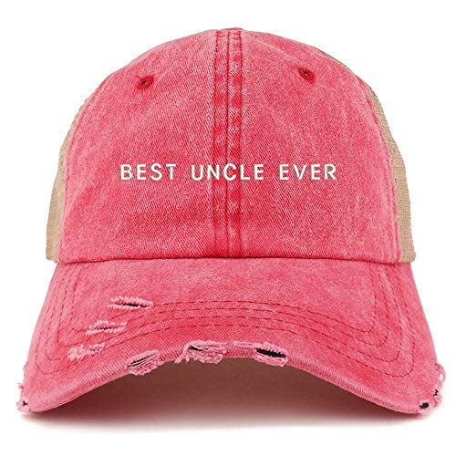 Trendy Apparel Shop Best Uncle Ever Washed Front Mesh Back Frayed Bill Cap