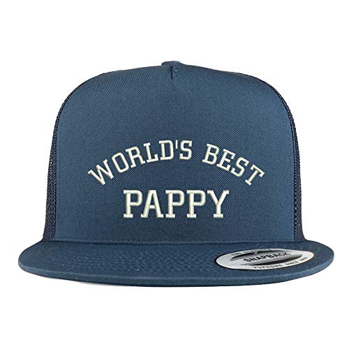 Trendy Apparel Shop World's Best Pappy 5 Panel Flatbill Trucker Mesh Snapback Cap