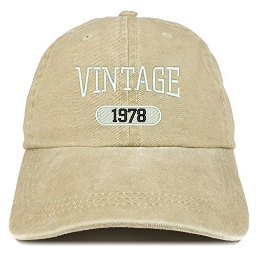 Trendy Apparel Shop Vintage 1977 Embroidered 43rd Birthday Soft Crown Washed Cotton Cap