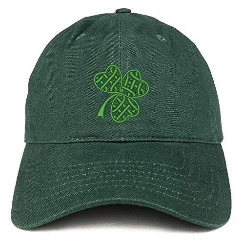 Trendy Apparel Shop Celtic Clover Embroidered 100% Cotton Adjustable Cap Dad Hat