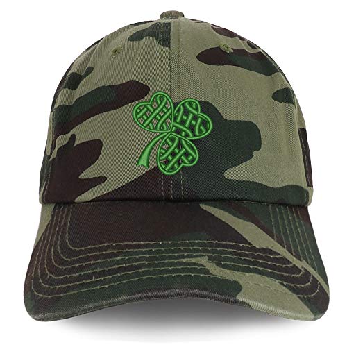 Trendy Apparel Shop Celtic Clover Embroidered 100% Cotton Adjustable Cap Dad Hat