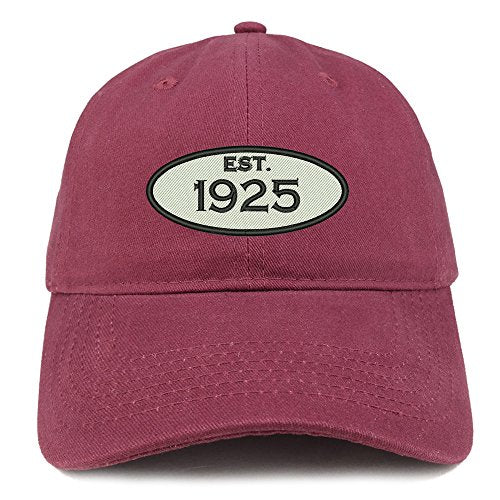 Trendy Apparel Shop Established 1925 Embroidered 96th Birthday Gift Soft Crown Cotton Cap