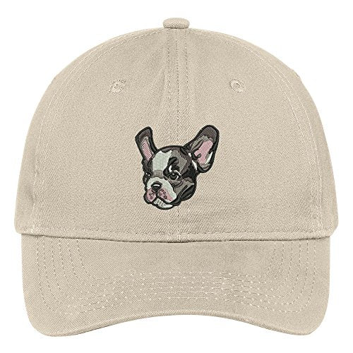 Trendy Apparel Shop French Bulldog Head Embroidered Low Profile Soft Cotton Brushed Cap