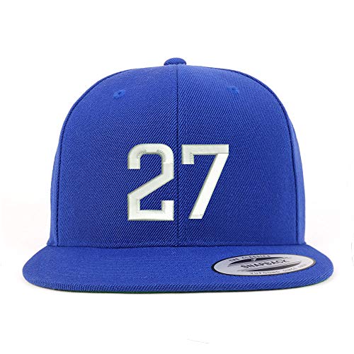 Trendy Apparel Shop Number 27 Embroidered Snapback Flatbill Baseball Cap