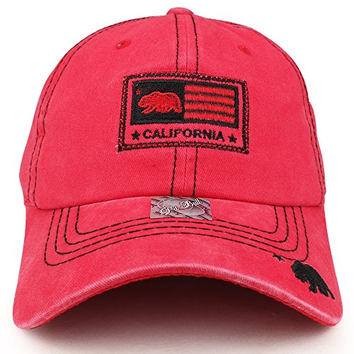 Trendy Apparel Shop California Flag with Cali Bear Embroidered Unstructured Baseball Cap