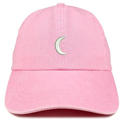 Trendy Apparel Shop Crescent Moon Embroidered Washed Cotton Adjustable Cap