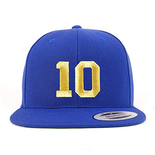 Trendy Apparel Shop Number 10 Gold Thread Flat Bill Snapback Baseball Cap