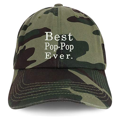 Trendy Apparel Shop Best Pop Pop Ever Embroidered Soft Crown 100% Brushed Cotton Cap