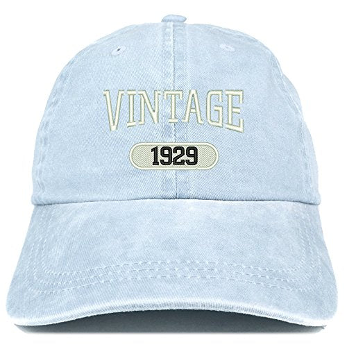 Trendy Apparel Shop Vintage 1929 Embroidered 92nd Birthday Soft Crown Washed Cotton Cap