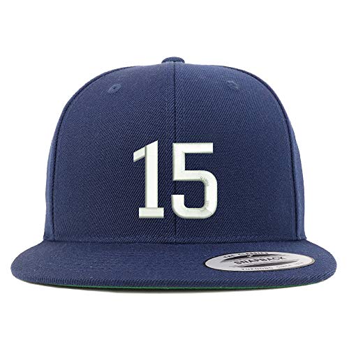 Trendy Apparel Shop Number 15 Embroidered Snapback Flatbill Baseball Cap