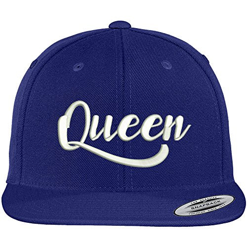 Trendy Apparel Shop Queen Script Embroidered Flat Bill Snapback Baseball Cap