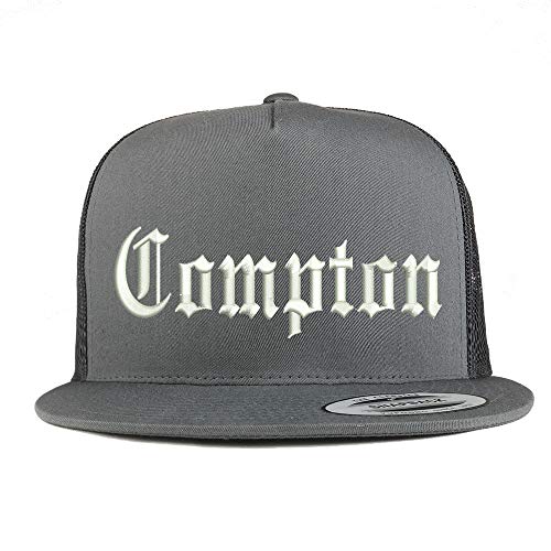 Trendy Apparel Shop Compton 5 Panel Flatbill Trucker Mesh Snapback Cap