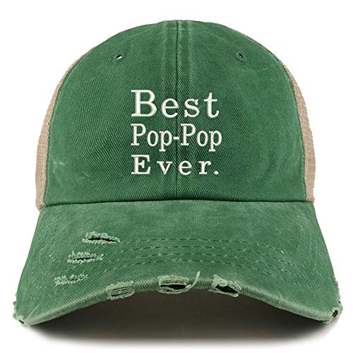 Trendy Apparel Shop Best Pop Pop Ever Washed Front Mesh Back Frayed Bill Cap