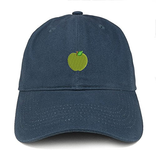 Trendy Apparel Shop Green Apple Emoticon Embroidered 100% Soft Brushed Cotton Low Profile Cap