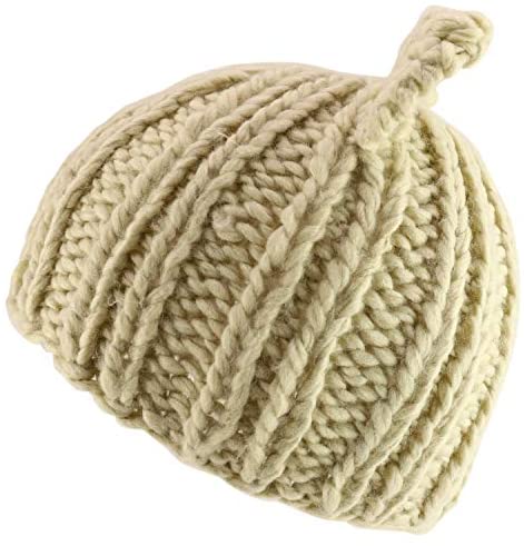 Trendy Apparel Shop Youth Size Girl's Kitten Ears Accent Ribbed Knit Beanie Cap - Beige - Youth