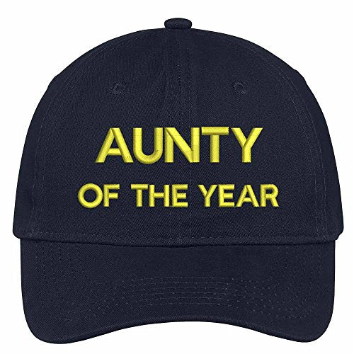 Trendy Apparel Shop Aunt of The Year Embroidered Adjustable Cotton Twill Baseball Cap