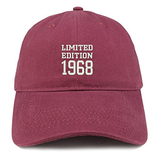 Trendy Apparel Shop Limited Edition 1968 Embroidered Birthday Gift Brushed Cotton Cap