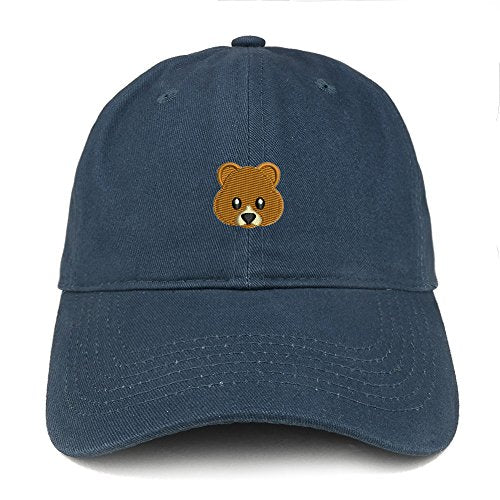 Trendy Apparel Shop Bear Emoticon Embroidered 100% Soft Brushed Cotton Low Profile Cap