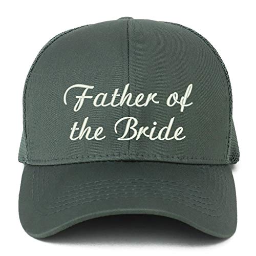 Trendy Apparel Shop XXL Father of The Bride Embroidered Structured Trucker Mesh Cap