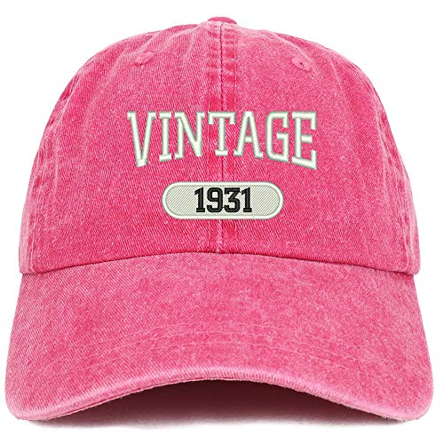 Trendy Apparel Shop 90th Birthday Vintage 1931 Washed Cotton Adjustable Cap