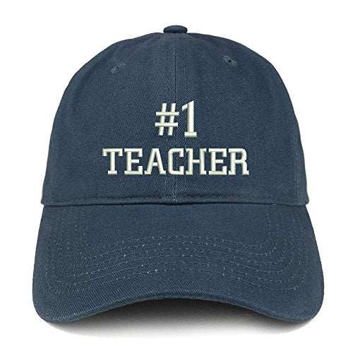 Trendy Apparel Shop Number 1 Teacher Embroidered Low Profile Soft Cotton Baseball Cap