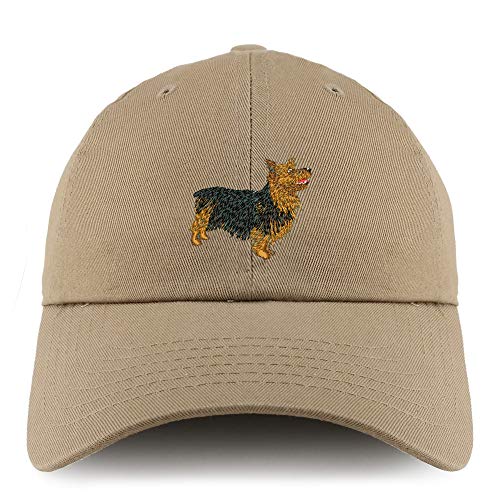 Trendy Apparel Shop Australian Terrier Dog Embroidered Low Profile Soft Cotton Dad Hat Cap