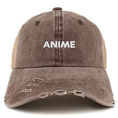 Trendy Apparel Shop Anime Washed Front Mesh Back Frayed Bill Cap