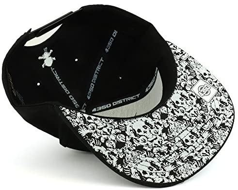 Trendy Apparel Shop Dia De Los Muertos Skull Embroidered Cotton Flatbill Snapback Cap