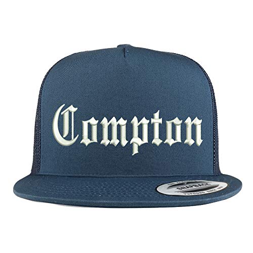 Trendy Apparel Shop Compton 5 Panel Flatbill Trucker Mesh Snapback Cap