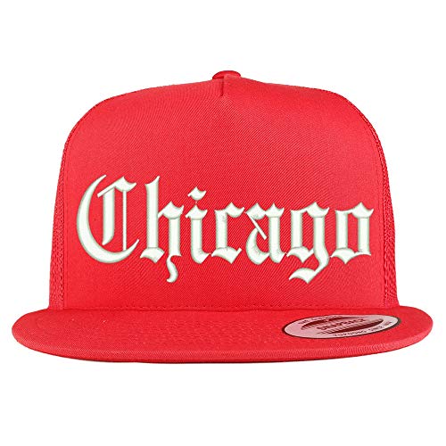 Trendy Apparel Shop Old English Font Chicago City Embroidered 5 Panel Mesh Cap