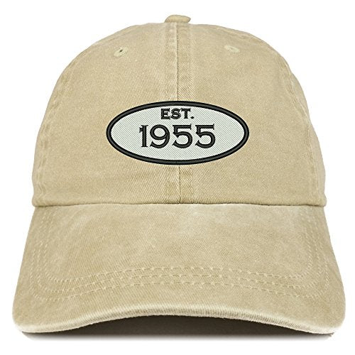 Trendy Apparel Shop Established 1955 Embroidered 66th Birthday Gift Pigment Dyed Washed Cotton Cap