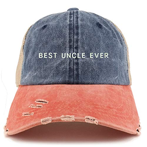 Trendy Apparel Shop Best Uncle Ever Washed Front Mesh Back Frayed Bill Cap