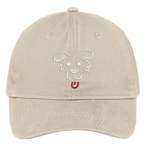 Trendy Apparel Shop Dog Face Outline Embroidered Low Profile Soft Cotton Brushed Cap