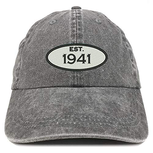 Trendy Apparel Shop 80th Birthday Established 1941 Washed Cotton Adjustable Cap