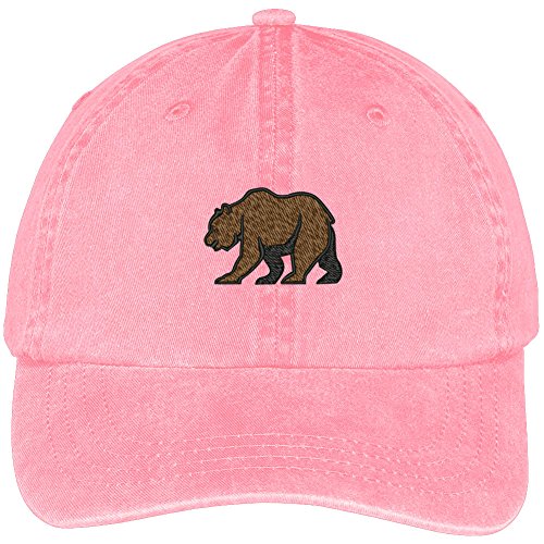 Trendy Apparel Shop Bear Embroidered Washed Soft Cotton Adjustable Baseball Cap