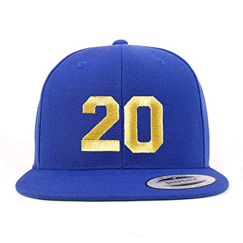 Trendy Apparel Shop Number 20 Gold Thread Flat Bill Snapback Baseball Cap