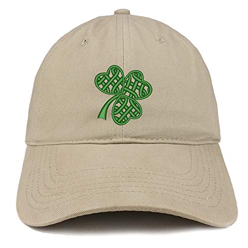 Trendy Apparel Shop Celtic Clover Embroidered 100% Cotton Adjustable Cap Dad Hat