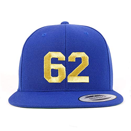 Trendy Apparel Shop Number 62 Gold Thread Flat Bill Snapback Baseball Cap