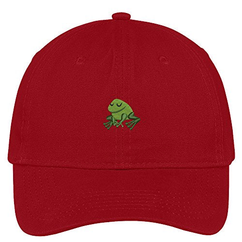 Trendy Apparel Shop Frog Embroidered Soft Crown 100% Brushed Cotton Cap