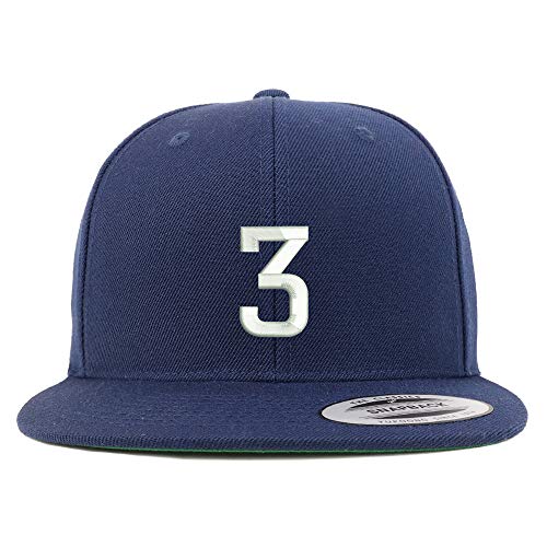 Trendy Apparel Shop Number 3 Embroidered Snapback Flatbill Baseball Cap