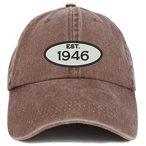 Trendy Apparel Shop 75th Birthday Established 1946 Washed Cotton Adjustable Cap