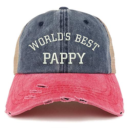 Trendy Apparel Shop World's Best Pappy Washed Front Mesh Back Frayed Bill Cap