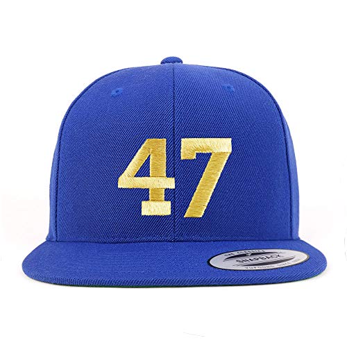 Trendy Apparel Shop Number 47 Gold Thread Flat Bill Snapback Baseball Cap