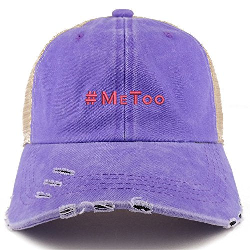 Trendy Apparel Shop MeToo Movement Hot Pink Embroidered Frayed Bill Trucker Mesh Cap