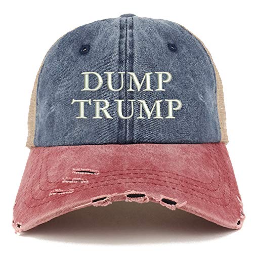 Trendy Apparel Shop Dump Trump Washed Front Frayed Bill Trucker Cap